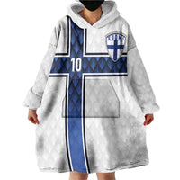 Custom Finland National Football Wearable Blanket Hoodie Pine Trees with Diamond Shapes - Wonder Print Shop