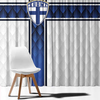 Finland National Football Window Curtain Pine Trees with Diamond Shapes - Wonder Print Shop