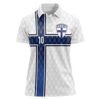 Custom Finland National Football Women Polo Shirt Pine Trees with Diamond Shapes - Wonder Print Shop