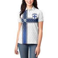 Custom Finland National Football Women Polo Shirt Pine Trees with Diamond Shapes - Wonder Print Shop