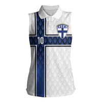 Custom Finland National Football Women Sleeveless Polo Shirt Pine Trees with Diamond Shapes - Wonder Print Shop