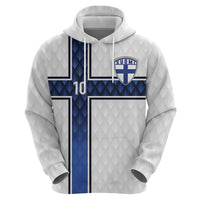 Custom Finland National Football Zip Hoodie Pine Trees with Diamond Shapes - Wonder Print Shop