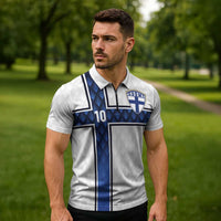 Custom Finland National Football Zipper Polo Shirt Pine Trees with Diamond Shapes - Wonder Print Shop