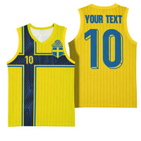 Custom Sweden National Football Basketball Jersey Glory The Blue and Yellow - Wonder Print Shop