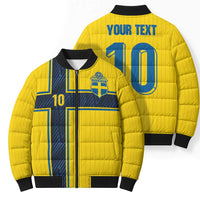 Custom Sweden National Football Bomber Puffer Jacket Glory The Blue and Yellow - Wonder Print Shop