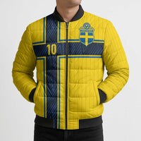 Custom Sweden National Football Bomber Puffer Jacket Glory The Blue and Yellow - Wonder Print Shop
