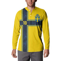 Custom Sweden National Football Button Sweatshirt Glory The Blue and Yellow - Wonder Print Shop