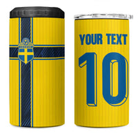 Custom Sweden National Football 4 in 1 Can Cooler Tumbler Glory The Blue and Yellow - Wonder Print Shop