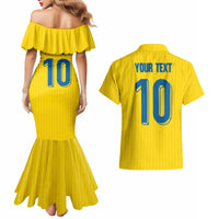 Custom Sweden National Football Couples Matching Mermaid Dress and Hawaiian Shirt Glory The Blue and Yellow - Wonder Print Shop