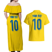 Custom Sweden National Football Couples Matching Off Shoulder Maxi Dress and Hawaiian Shirt Glory The Blue and Yellow - Wonder Print Shop