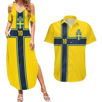 Custom Sweden National Football Couples Matching Summer Maxi Dress and Hawaiian Shirt Glory The Blue and Yellow - Wonder Print Shop