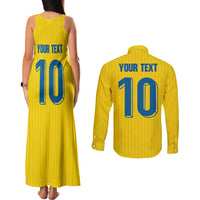 Custom Sweden National Football Couples Matching Tank Maxi Dress and Long Sleeve Button Shirt Glory The Blue and Yellow - Wonder Print Shop