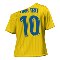 Custom Sweden National Football Cross Shoulder Shirt Glory The Blue and Yellow - Wonder Print Shop