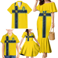 Custom Sweden National Football Family Matching Mermaid Dress and Hawaiian Shirt Glory The Blue and Yellow - Wonder Print Shop