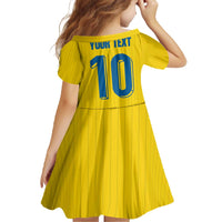 Custom Sweden National Football Family Matching Off The Shoulder Long Sleeve Dress and Hawaiian Shirt Glory The Blue and Yellow - Wonder Print Shop