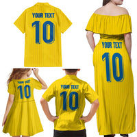 Custom Sweden National Football Family Matching Off Shoulder Maxi Dress and Hawaiian Shirt Glory The Blue and Yellow - Wonder Print Shop