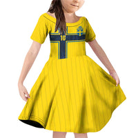 Custom Sweden National Football Family Matching Off Shoulder Short Dress and Hawaiian Shirt Glory The Blue and Yellow - Wonder Print Shop