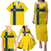 Custom Sweden National Football Family Matching Puletasi and Hawaiian Shirt Glory The Blue and Yellow - Wonder Print Shop
