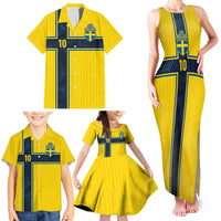 Custom Sweden National Football Family Matching Tank Maxi Dress and Hawaiian Shirt Glory The Blue and Yellow - Wonder Print Shop