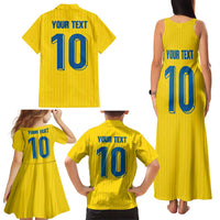 Custom Sweden National Football Family Matching Tank Maxi Dress and Hawaiian Shirt Glory The Blue and Yellow - Wonder Print Shop