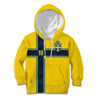 Custom Sweden National Football Kid Hoodie Glory The Blue and Yellow - Wonder Print Shop