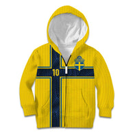 Custom Sweden National Football Kid Hoodie Glory The Blue and Yellow - Wonder Print Shop