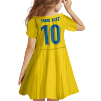 Custom Sweden National Football Kid Short Sleeve Dress Glory The Blue and Yellow - Wonder Print Shop