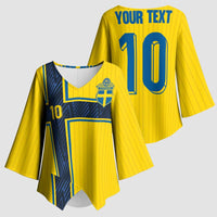 Custom Sweden National Football Kimono Sleeve Blouse Glory The Blue and Yellow - Wonder Print Shop