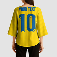 Custom Sweden National Football Kimono Sleeve Blouse Glory The Blue and Yellow - Wonder Print Shop