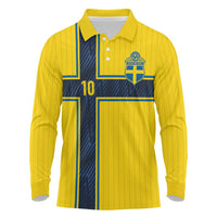 Custom Sweden National Football Long Sleeve Polo Shirt Glory The Blue and Yellow - Wonder Print Shop