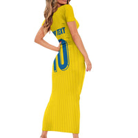 Custom Sweden National Football Short Sleeve Bodycon Dress Glory The Blue and Yellow - Wonder Print Shop