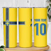 Custom Sweden National Football Skinny Tumbler Glory The Blue and Yellow - Wonder Print Shop
