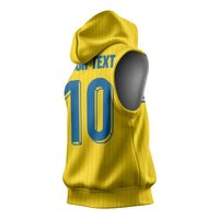 Custom Sweden National Football Sleeveless Hoodie Glory The Blue and Yellow - Wonder Print Shop