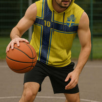 Custom Sweden National Football Sleeveless Hoodie Glory The Blue and Yellow - Wonder Print Shop