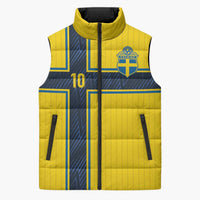 Custom Sweden National Football Sleeveless Puffer Jacket Glory The Blue and Yellow - Wonder Print Shop