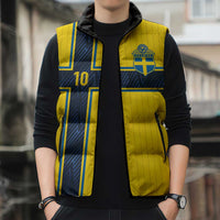 Custom Sweden National Football Sleeveless Puffer Jacket Glory The Blue and Yellow - Wonder Print Shop