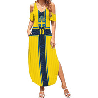 Custom Sweden National Football Summer Maxi Dress Glory The Blue and Yellow - Wonder Print Shop