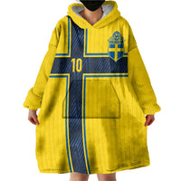 Custom Sweden National Football Wearable Blanket Hoodie Glory The Blue and Yellow - Wonder Print Shop