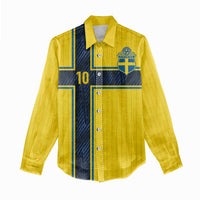 Custom Sweden National Football Women Casual Shirt Glory The Blue and Yellow - Wonder Print Shop