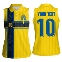 Custom Sweden National Football Women Sleeveless Polo Shirt Glory The Blue and Yellow - Wonder Print Shop