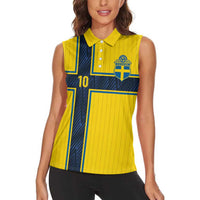Custom Sweden National Football Women Sleeveless Polo Shirt Glory The Blue and Yellow - Wonder Print Shop