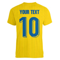 Custom Sweden National Football Women V-Neck T-Shirt Glory The Blue and Yellow - Wonder Print Shop