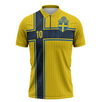 Custom Sweden National Football Zipper Polo Shirt Glory The Blue and Yellow - Wonder Print Shop