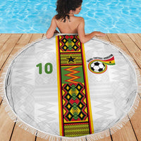 Custom Ghana National Football Beach Blanket Traditional African Motifs Sporty Style - Wonder Print Shop