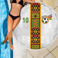 Custom Ghana National Football Beach Blanket Traditional African Motifs Sporty Style - Wonder Print Shop