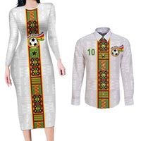 Custom Ghana National Football Couples Matching Long Sleeve Bodycon Dress and Long Sleeve Button Shirt Traditional African Motifs Sporty Style - Wonder Print Shop