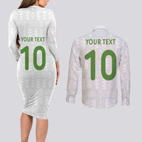 Custom Ghana National Football Couples Matching Long Sleeve Bodycon Dress and Long Sleeve Button Shirt Traditional African Motifs Sporty Style - Wonder Print Shop