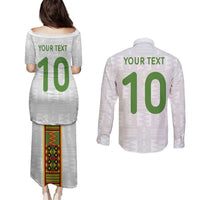 Custom Ghana National Football Couples Matching Puletasi and Long Sleeve Button Shirt Traditional African Motifs Sporty Style - Wonder Print Shop
