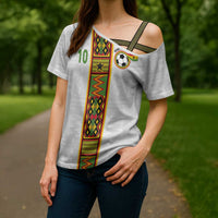 Custom Ghana National Football Cross Shoulder Shirt Traditional African Motifs Sporty Style - Wonder Print Shop