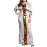 Custom Ghana National Football Family Matching Off Shoulder Maxi Dress and Hawaiian Shirt Traditional African Motifs Sporty Style - Wonder Print Shop